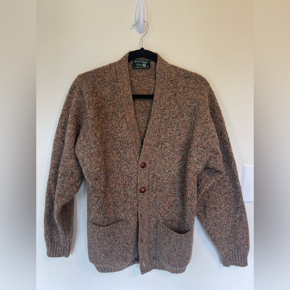 Brown with multicolor speckles, 100% wool Kerry Classics cardigan